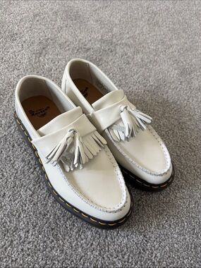 Dr. Martens White Tassel Fringe Loafers for Men